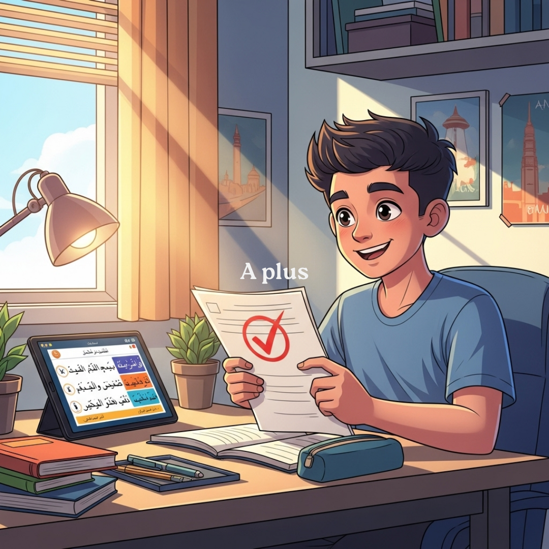 Pelajar sekolah belajar Bahasa Arab